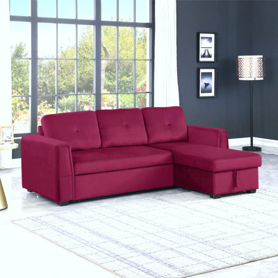 91" Wide Silk Reversible Sleeper Sofa & Chaise