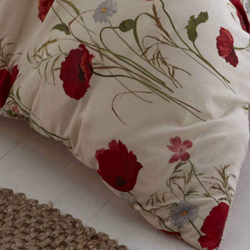Wild Poppies Polycotton Duvet Cover Set, 155 x 220cm Duvet Cover + 1 Pillowcase (80 x 80cm)