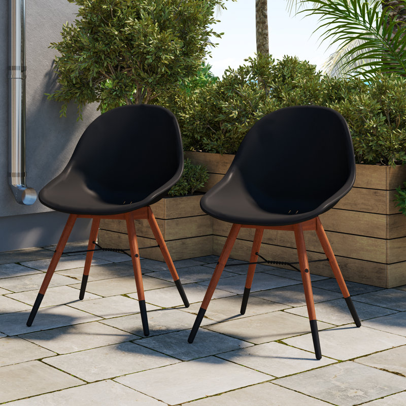 Anautica 8 - Person Wood Patio Dining Set with Rectangular Table, Black