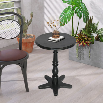 Petite table de bout ronde de 15,75 po, tables basses latérales en piédestal en bois, table de chevet d'appoint rétro pour le salon, la chambre à coucher et le vestibule