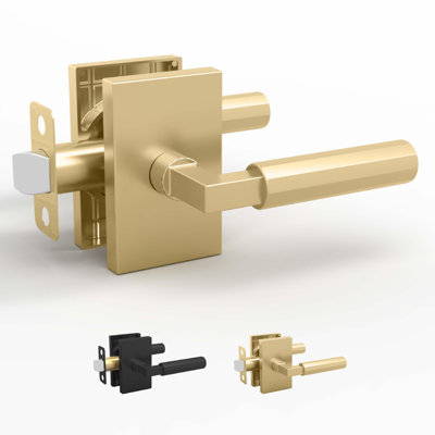 Mega Handles Benton Passage Door Handle - 1 Pack Reversible Door Handle, Heavy Duty No Lock Door Handles - Satin Brass