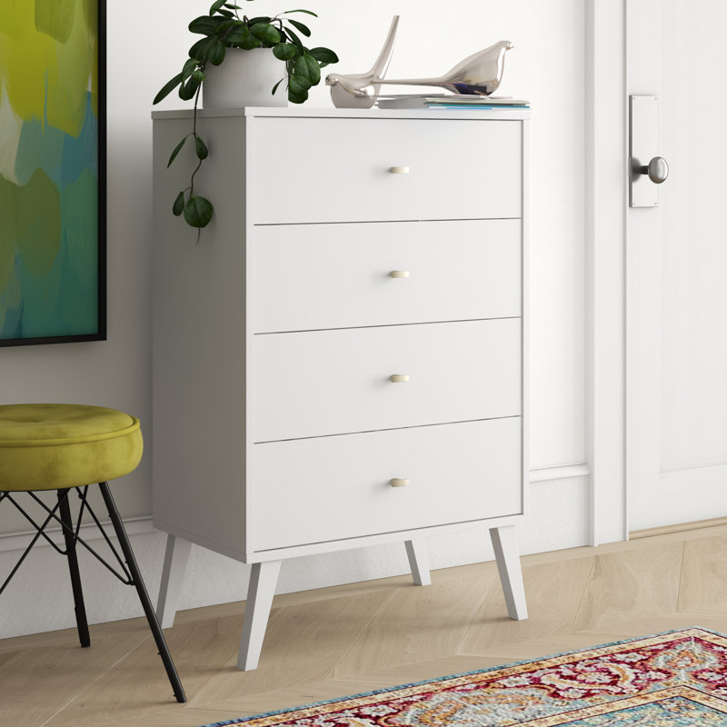 Commode à 4 tiroirs de 26,5 po de largeur Breux, Blanc