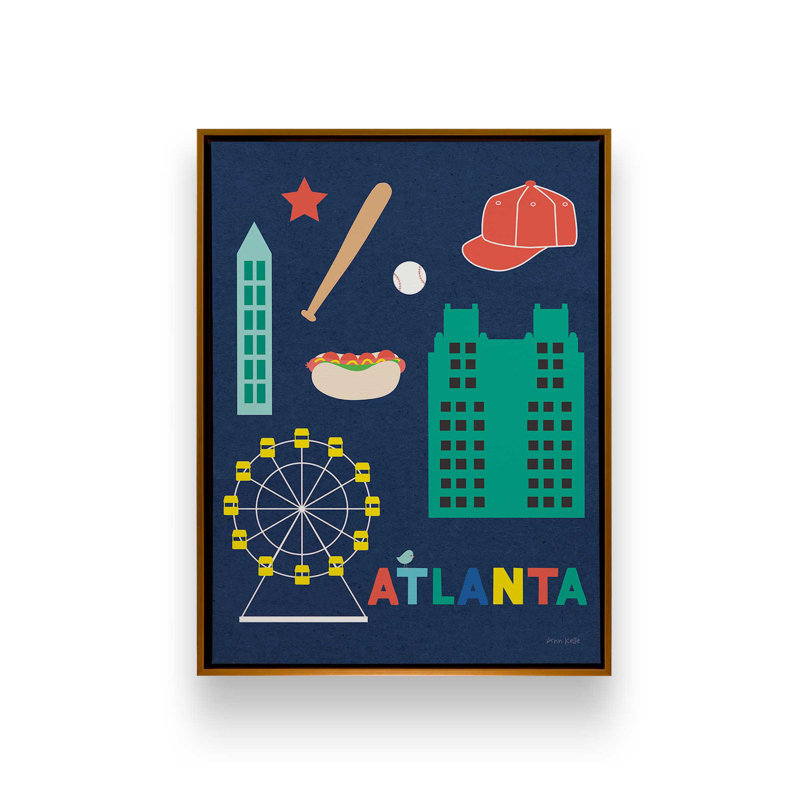 «City Fun Atlanta» par Ann Kelle, reproduction d'art, H 48 po x l 36 po, Impression encadrée sans passe-partout, Doré