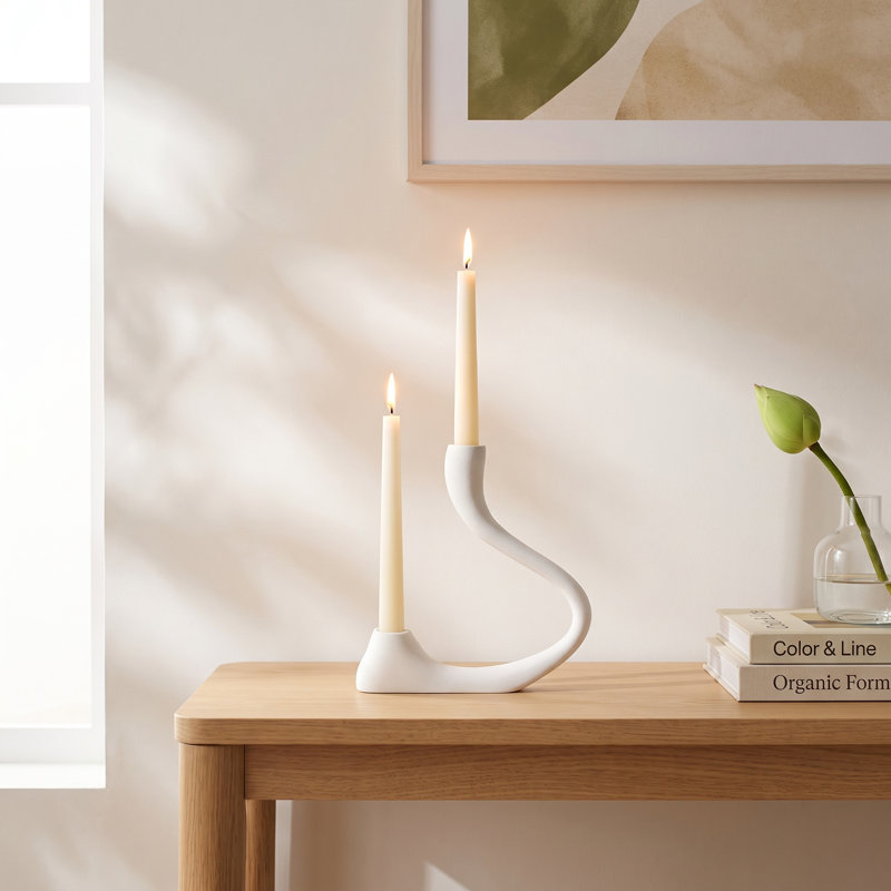 8.5'' H Aluminum Tabletop Candlestick, White