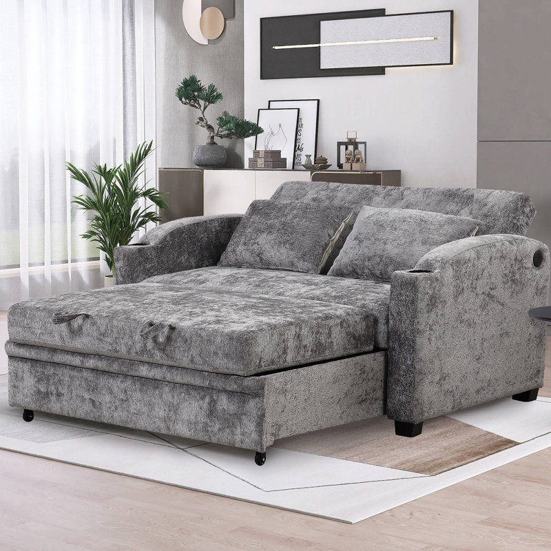 Canapé-lit convertible en chenille 61,6 po