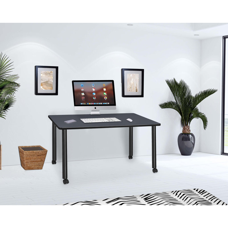 Regency Kee Mobile Desk, Gray/Black, 29" H x 60" W x 24" D