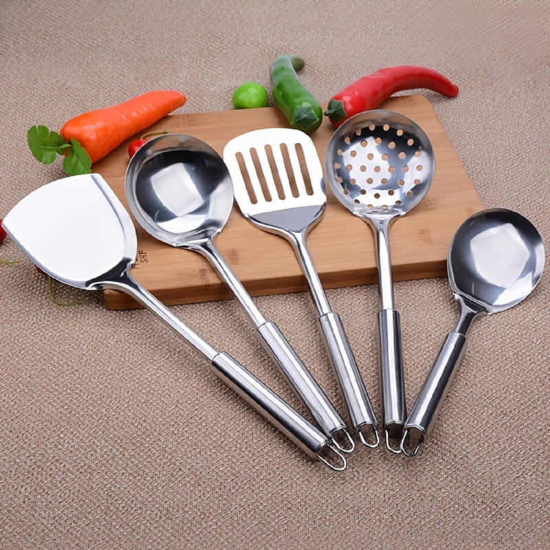 6 pièces Spatule en acier inoxydable, pelle à légumes frite, spatule de poêle suspendue, ustensile de cuisine