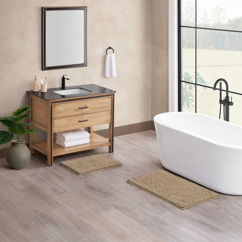 Wayfair Basics® Aguon 2 Piece Plush Bath Rug Set, Linen
