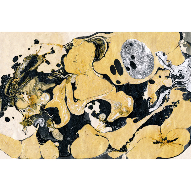 Golden And Black Marble Background. by Asya_mix - Wrapped Canvas Print, 30cm H x 46cm W
