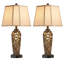 Ensemble de lampes de table 27 "vintage sculptées avec ports USB-c / a et veilleuse - ensemble de 2