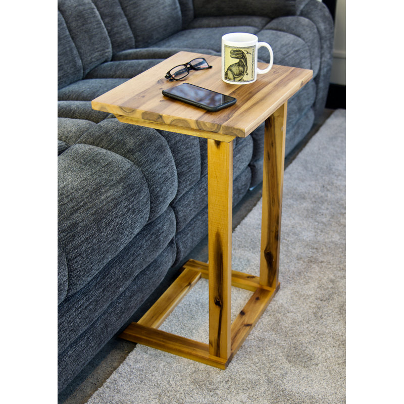 Table de bout en bois massif Anayanci, Naturel