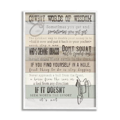 bb-497-Framed Cowboy Words of Wisdom Single Picture Frame Print on Canvas