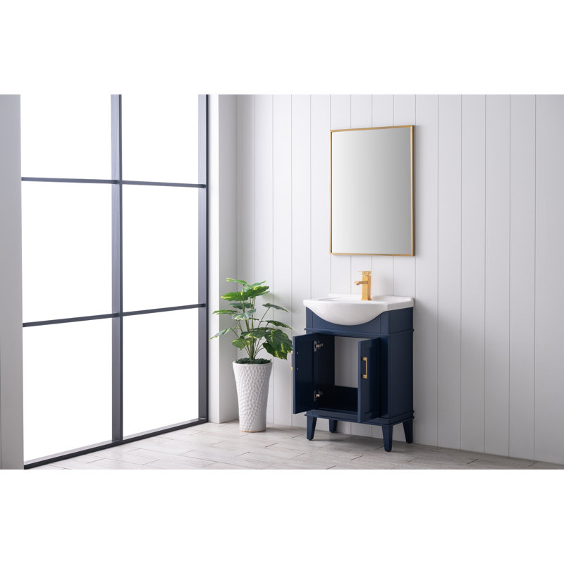 Arlowene 30'' Single Bathroom Vanity with Ceramic Top, Blue, 24"