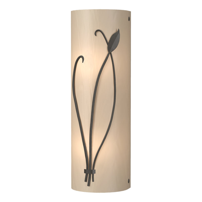 Leaf 2 - Light Flush Mounted Sconce, Dark Smoke, White Art Glass, Right