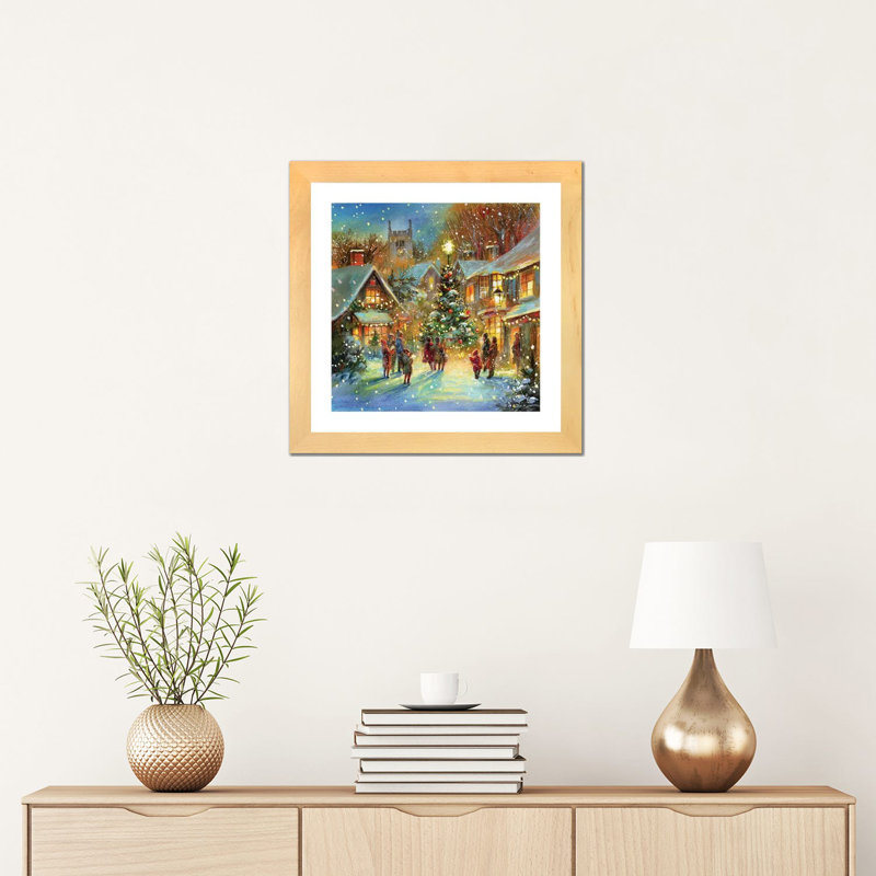 « Evening Carol » par Jim Mitchell-impression, Papier encadré de bois naturel, H 16 po x l 16 po x p 1 po