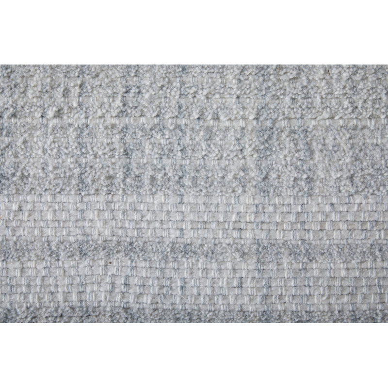 Highview Hand Woven Polyester Striped Area Rug in Gray, Marine Blue, Rectangle 5' x 8'