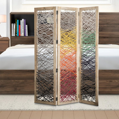 Kailla 61'' W x 72'' H 3 - Panel Solid Wood Folding Room Divider