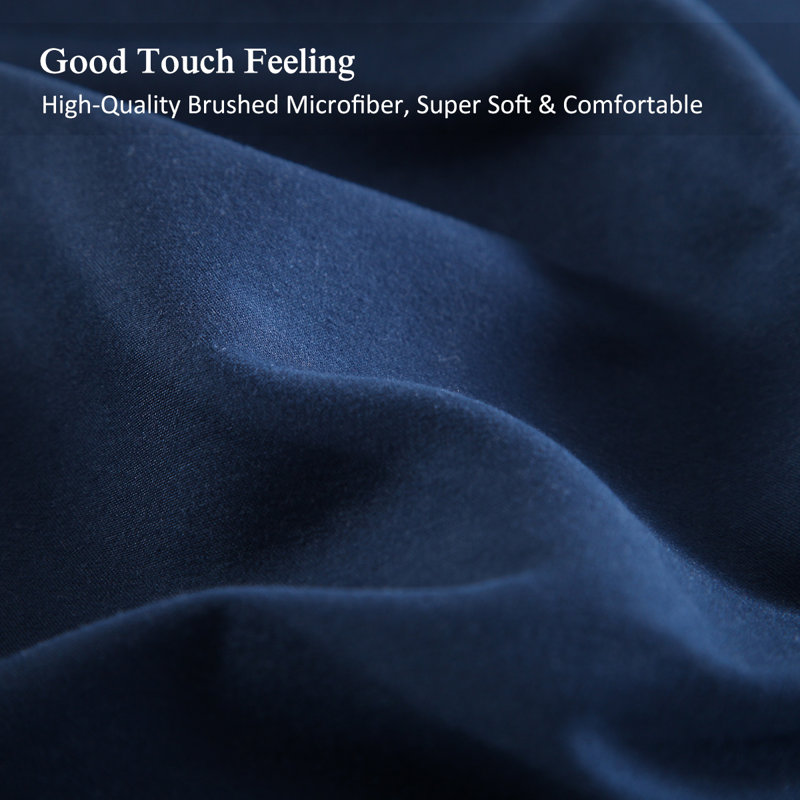 Dayville Thread Count Microfiber Sheet Set, Queen, Navy