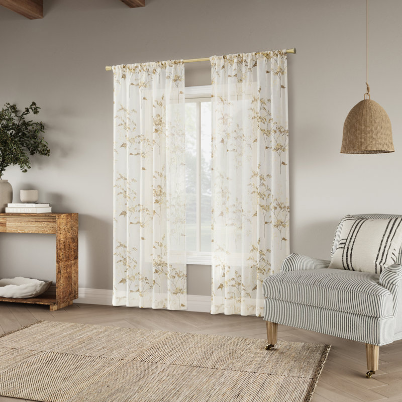 Rideau transparent avec passe-tringle Margot, Doré, L 50 po x L 84 po