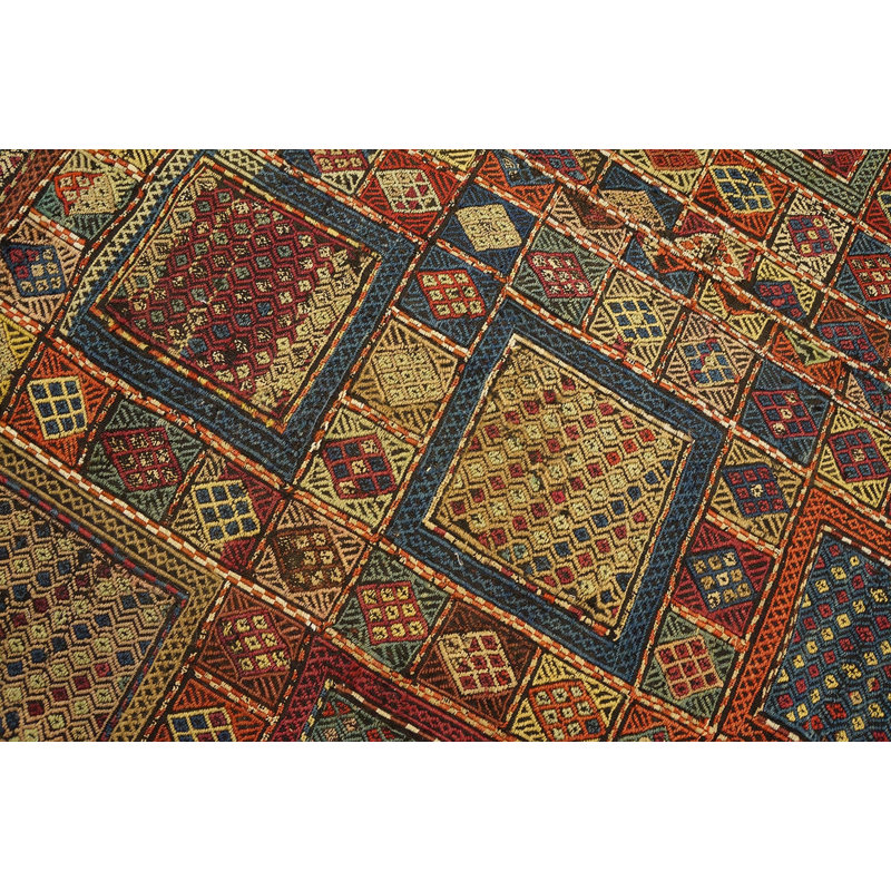Rustic Tribal Geometric Antique Flatweave Caucasian Verneh Kilim Rug