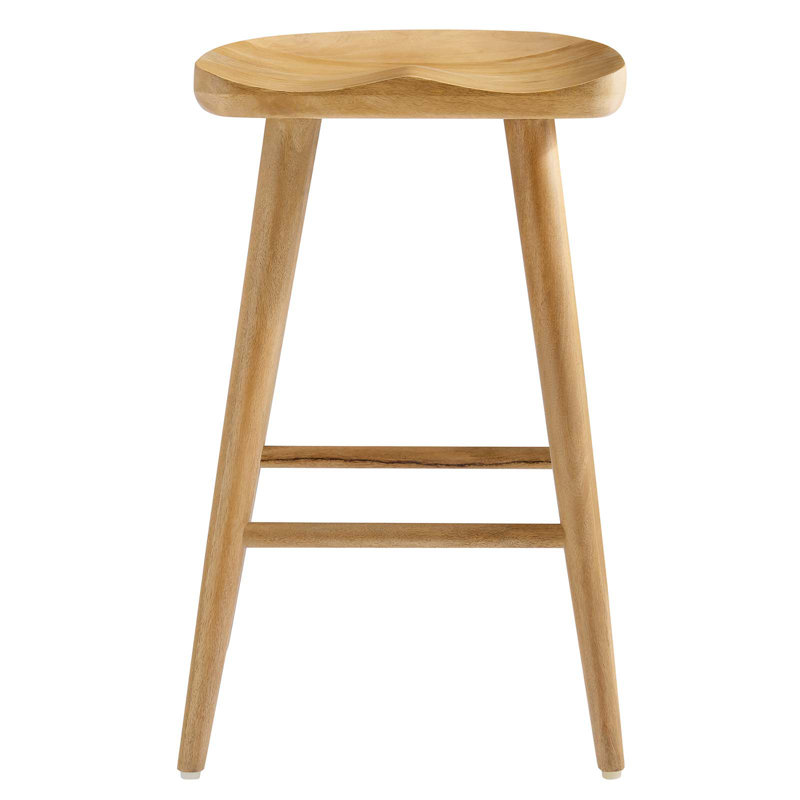 Saville Oak Adjustable Backless Saddle Counter Stools Set