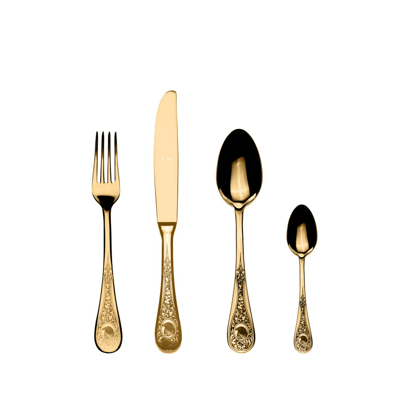 Diana Flatware Set - 24 Pieces - Gold, Gold