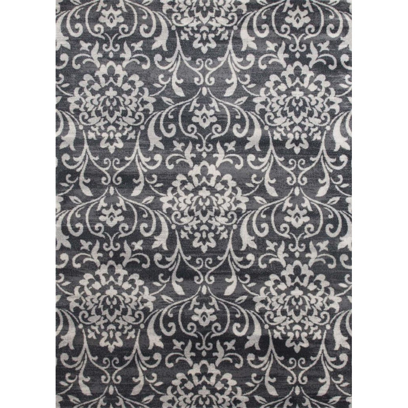 Tapis décoratif gris à motif floral Mathis