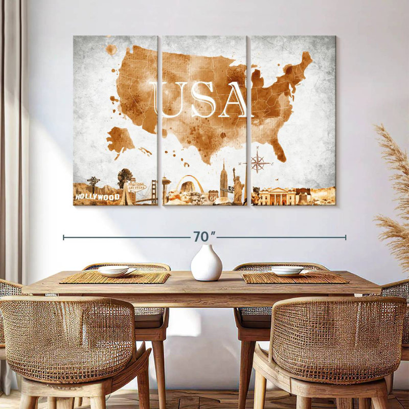 Aliaz Coffee USA Map, 28" H x 45" W