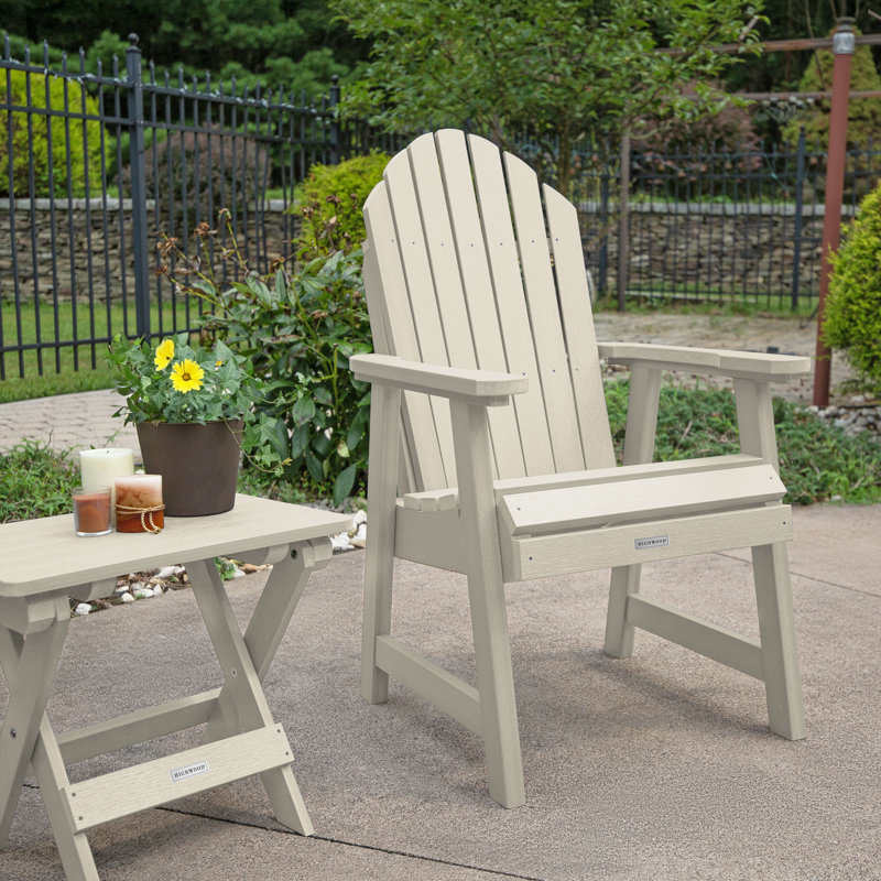 Anette Outdoor Adirondack Chair With Table, Whitewash