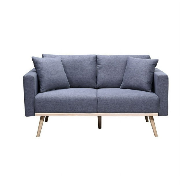 Morice Linen Fabric Loveseat With Usb Charging Ports Pockets & Pillows