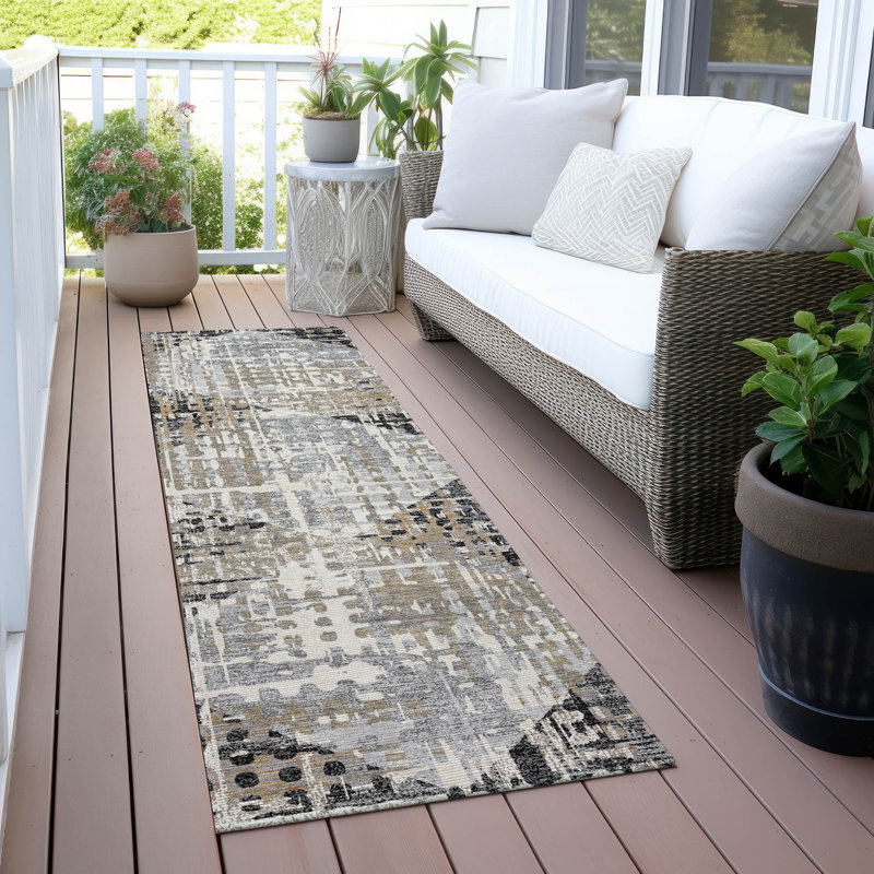 Tapis noir intérieur / extérieur lavable à la machine Xhevrie, Tapis de couloir 2 pi 3 po x 7 pi 6 po
