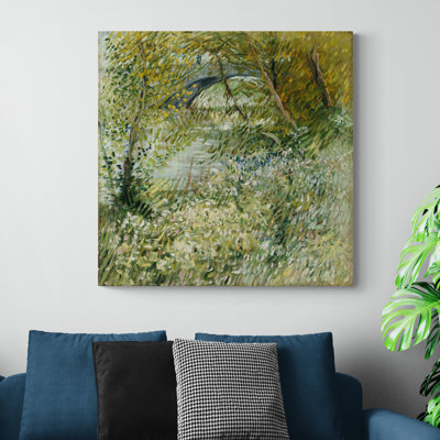 Riverbank In Springtime by Vincent Van Gogh - Wrapped Canvas Print