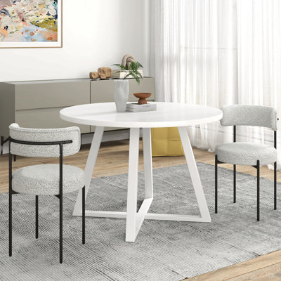 Ensemble de salle à manger 3 pièces, table à manger à tréteaux et 2 fauteuils bouclés