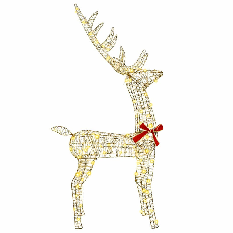 vidaXL 3D Reindeer with 140 LEDs Warm white, 128cm H x 70cm W x 41cm D, White