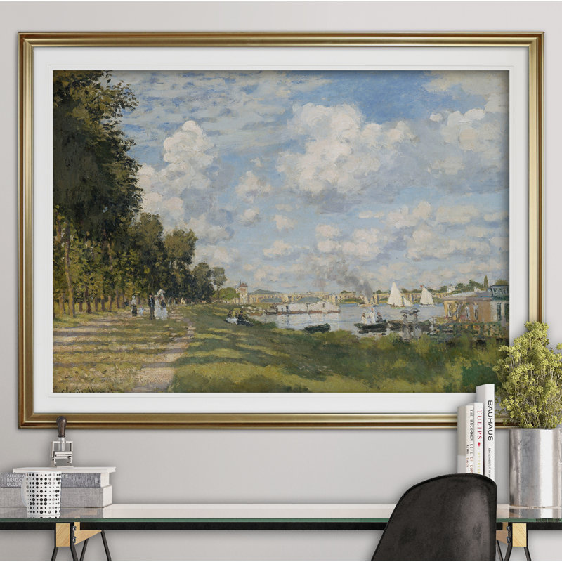 «Port at Argenteuil» par Claude Monet, reproduction, Impression encadrée, H 28 po x l 38 po, Gold