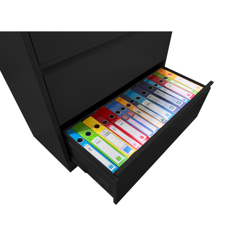 5 Drawer Metal Lateral File Cabinet , Black Filing Cabinet with Lock, Lockable File Cabinet for Home Office, Locking Metal File Cabinet for Legal/Letter/A4/F4 Size