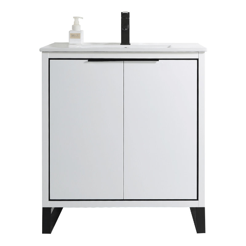 30'' Single Bathroom Vanity Set, White, Matte Black