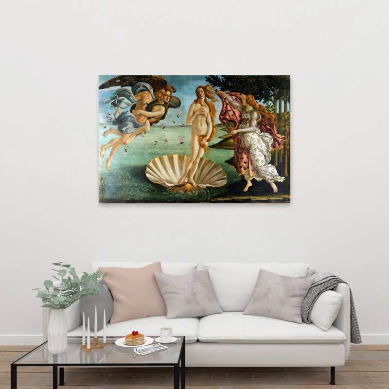 Birth Of Venus Classic Abstract Coastal Landscape Wall Art Print by Sandro Botticelli - Wrapped Canvas Print
