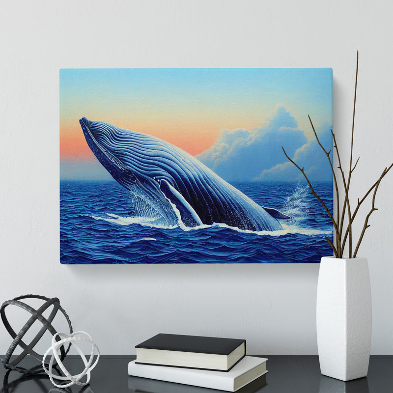 Whale Art Painting - Wrapped Canvas, 50cm H x 76cm W x 3cm D