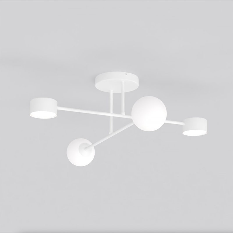 Glass Flush Mount, 4 Lights, White