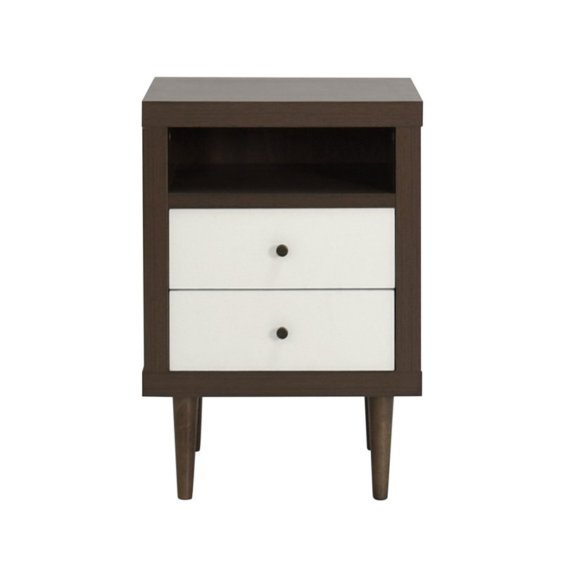 Table de chevet Devarsh, Noyer/blanc