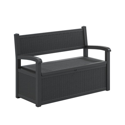 70-Gallon Outdoor Storage Bench, Outdoor Storage Box Waterproof Design with Pre-Lock Feature, Deck Box Perfect for Patio Storage