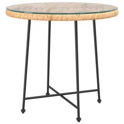 Wolfville Round Glass Steel Outdoor Dining Table - 80 cm W 80 cm D