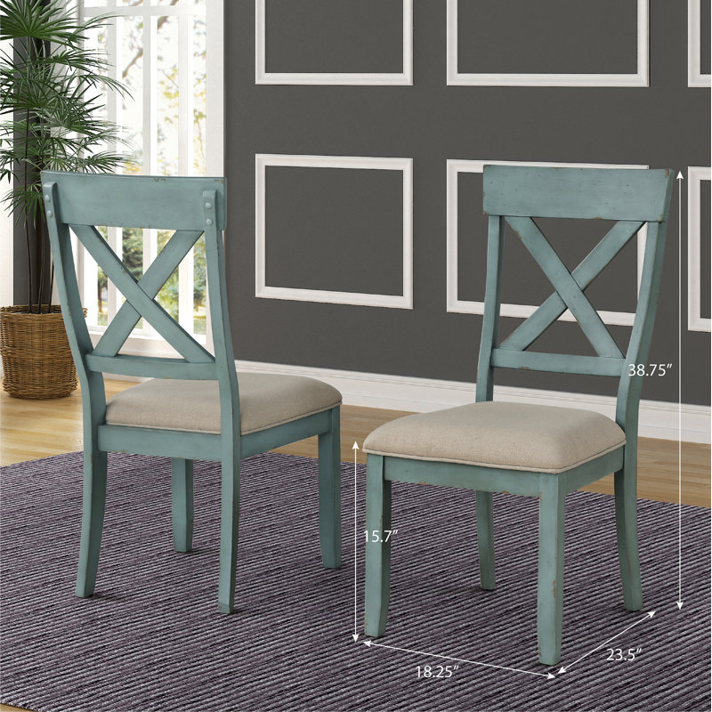 Chaises de salle à manger rembourrées en bois à dossier croisé, ensemble de 2