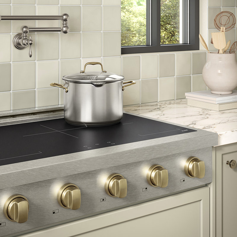 ZLINE 36 in. Paramount Induction Rangetop with 5 Element Cooktop in Stainless Steel, Satin Stainless Steel/Champagne Bronze