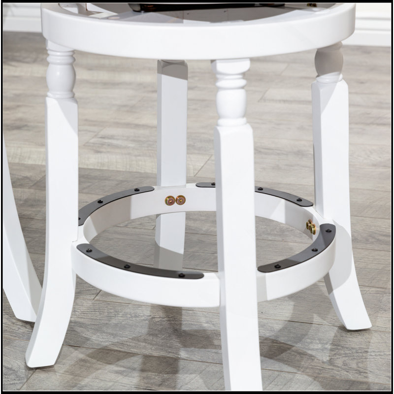 Tabouret 30 ", siège en tissu vieilli, Blanc, Noir