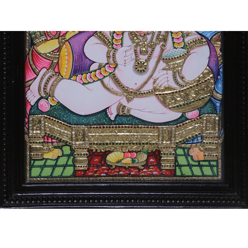 «Lord Butter Krishna Tanjore», peinture | Couleur traditionnelle avec or 24 carats | Avec cadre