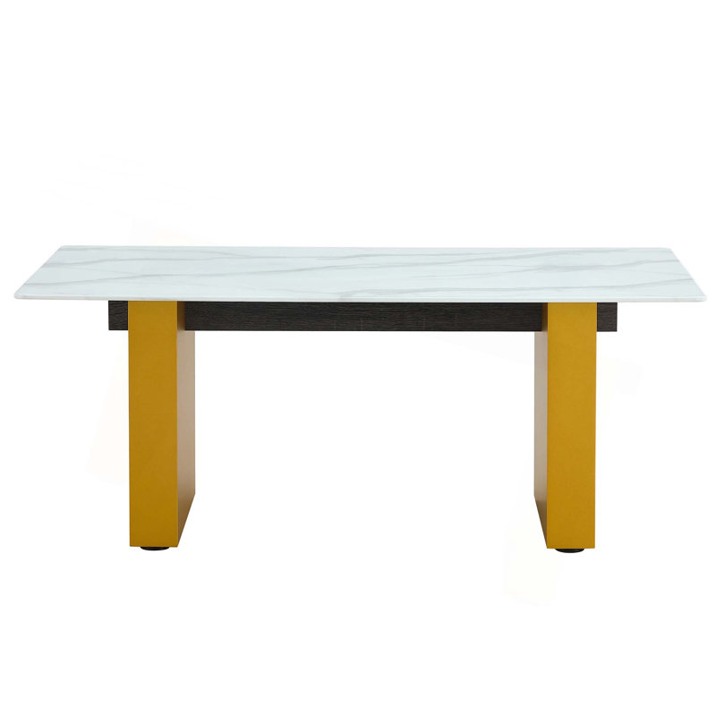 Table basse Javary, Blanc, Doré