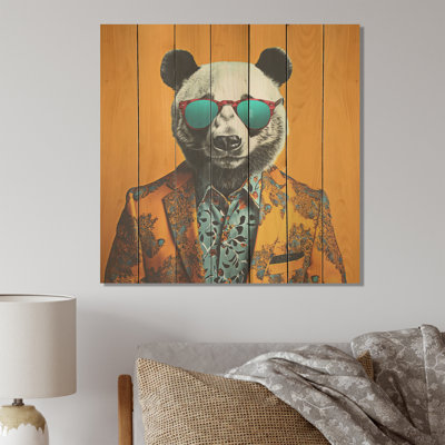 Fashion Panda In suit II - Animal panda sur bois