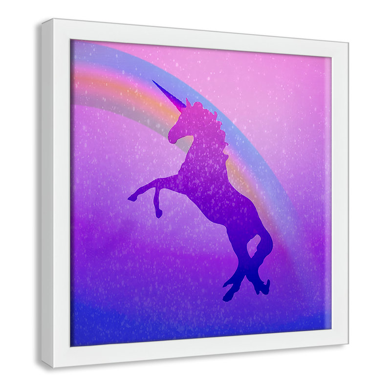 « licorne 2 », art encadré, H 13 po x l 13 po x P 1,19 po, Encadré de boîte blanc